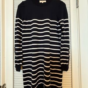 Sezane Paola Dress (Size S) - Navy/Ecru